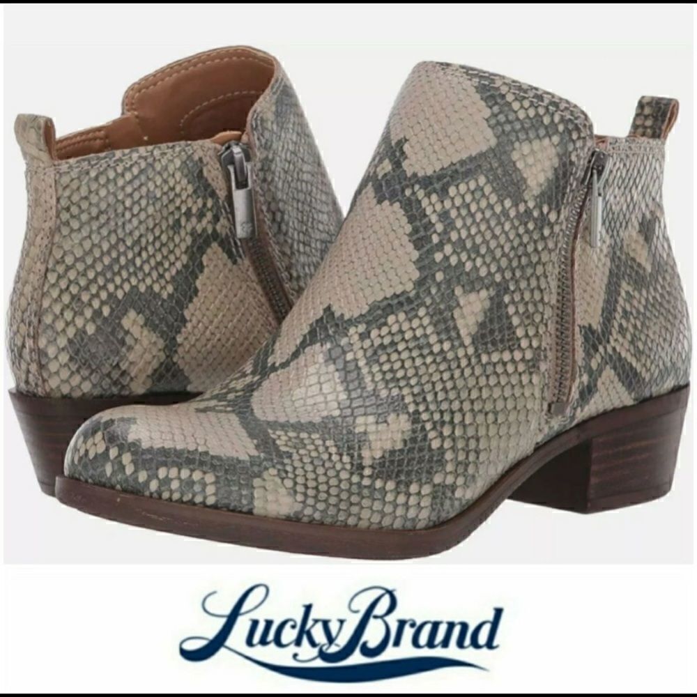 Lucky Brand Women's Basel Ankle Bootie Embossed Snake Print Size 6